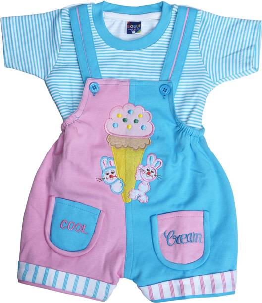 Dungaree For Baby Boys & Baby Girls Casual Striped Pure Cotton