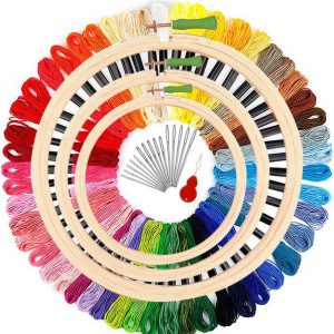 Embroidery Starter Kit 8,6,5 Hoop ,25 Multi Threads,15 Needles, 1 Threader