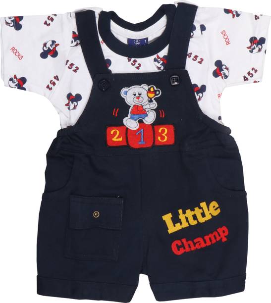 Dungaree For Baby Boys & Baby Girls Casual Printed Pure Cotton