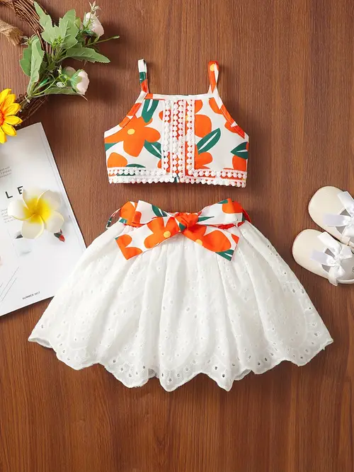 Baby 's Summer Dress with Ruffled Short & Smock Top - Floral Print &…