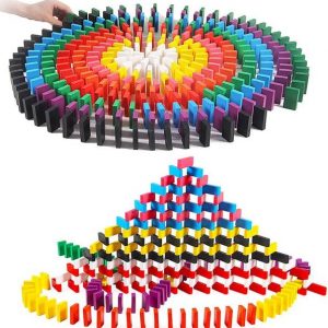 Rainbow Wooden Domino Toy Set For Kids