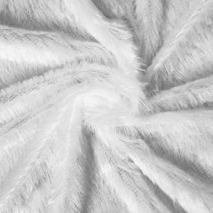 Unstitched Milky White Fur Fabric-38inL/62inH/2cmHair L Approx