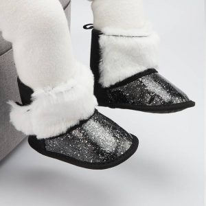 6 to 12 Baby Girls Glittery Slip On High Ankle Shoes Booties