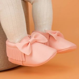 6 to 12 Months Baby Girls Bow Applique Shining Shoes Booties