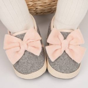 6 to 12 Baby Girls Bow Applique Cotton Loafer Shoes/ Booties