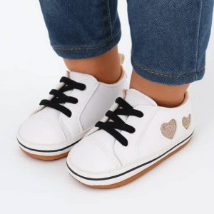 6 To 12 Months Baby Boys & Girls Synthetic Leather Solid Lace-Up Booties