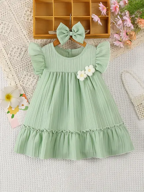 Baby Girl's Solid Color Casual Sweet Cute Hand-Crocheted 3D Small Whi…