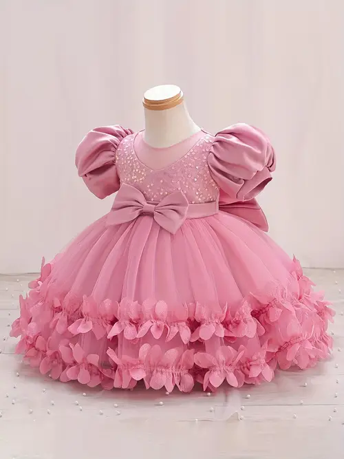 Princess dress girl fluffy yarn flower girl wedding dress girl catwal…