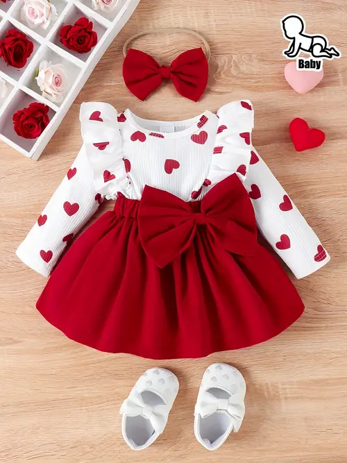Baby Girls Exquisite & Comfortable Love Print Long Sleeve Color Block…