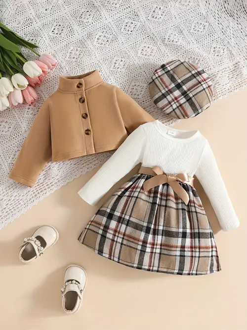 Fashionable Girls' Autumn Winter Comfortable Tweed Small Stand Collar…