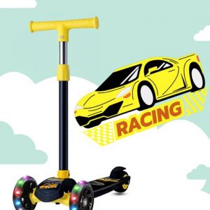 Adjustable Scooter with LED Lights, Foldable Design, Extra Wide Brakes